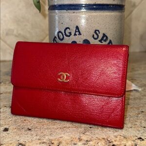 Chanel Coco Mark Leather Wallet with Box